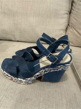 Dolce Vita Navy Blue Braided Espadrille Platform Wedges